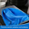 4 Pcs Silver Storage Bags Anti Tarnish 18 x 18 Inch Blue Silverware Bags with 2 Pcs Silver Polishing Cloth Fabric Silverware Protection for Jewelry, Flatware, Tray view 4