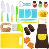 RISICULIS 21 Pieces Toddler Knife, Kids Knife Set Includes Wood Kids Safe Knifes, Plastic Toddler Knifes, Cutting Board, Apron, Chef Hat, Y Peeler, Crinkle Cutter, Cake Scraper view 1