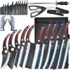 XYJ Professional Kitchen Knife Set with High-Carbon Steel Forged Blades, Chef's Knife, Cleaver, Carving Knife, Nakiri, Full Tang Design, Includes Carrying Bag & Poultry Scissors view 1