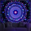 Amonercvita Blacklight Tapestry Trippy Mandala Tapestries UV Reactive Galaxy Stars Tapestry Psychedelic Neon Tapestries Wall Hanging Hippie Black Light Poster for Bedroom view 3