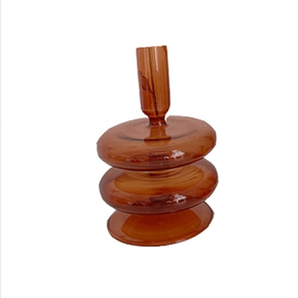 WMYDNX Unique Vase Glass Vases Red-Brown Vase Centerpiece Decorative Flower Vases Home Decor Artificial Flowers Dry Vases Small Gift (Size : Double Layer)