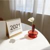 WMYDNX Unique Vase Glass Vases Red-Brown Vase Centerpiece Decorative Flower Vases Home Decor Artificial Flowers Dry Vases Small Gift (Size : Double Layer) view 4