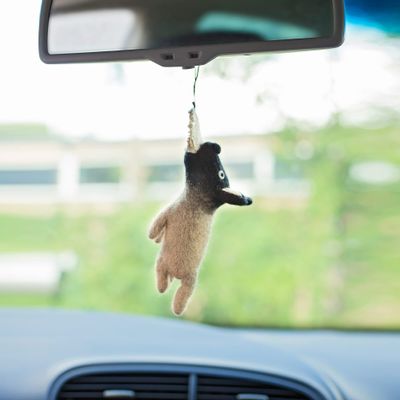 GLACIART ONE Dog Car Interior Hanging Ornament | Funny & Fuzzy Dog Rear View Mirror Accessories, Cute Swinging Charm for Bag, Wallet or Lanyard | Great as Decoration, Party Favors & Gifts