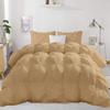 Amuze Bedding 1 Piece Pinch Pleated Comforter Premium 800 Thread Count 500 GSM 100% Egyptian Cotton Super Soft (Oversized Queen, Taupe) view 2