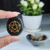 Crocon Black Agate Engraved Stone (Set of 4) Reiki Symbols Polished Palm Stones Sacred Geometry Symbols Set for Good Luck Pocket Stone Positive Healing Balancing Meditation Gemstone Gift Set view 4