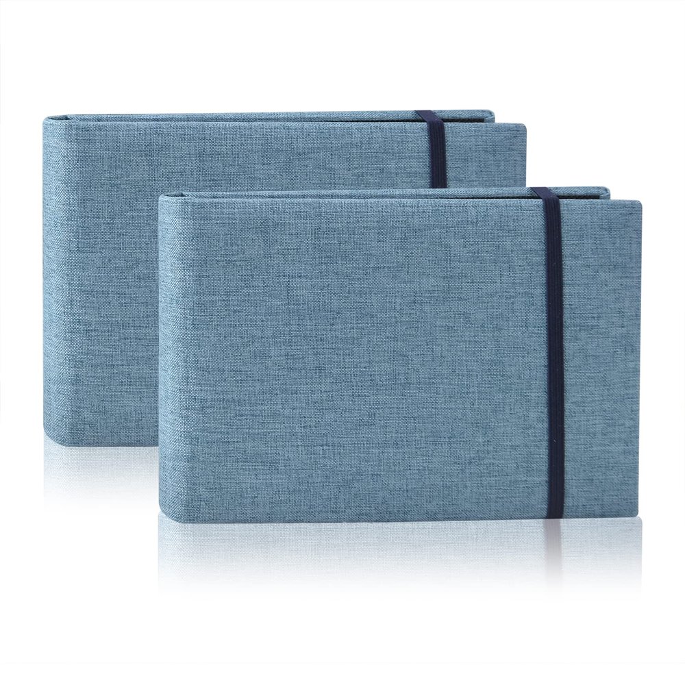 YONOVO 2PACK 4x6 Photo Album, 4x6 100 Pockets Linen Cover Photobook Small Capacity Pictures Book Easy to Classify and Portable for Wedding Family Baby Vacation (Blue)