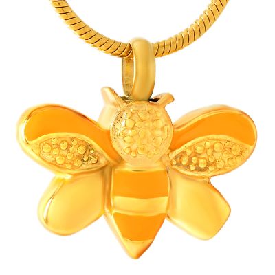 LiHiFG Pet Memorial Urn Jewelry Bees Cremation Necklace 316L Stainless Steel Pet Keepsake Pendant for Animal Ashes