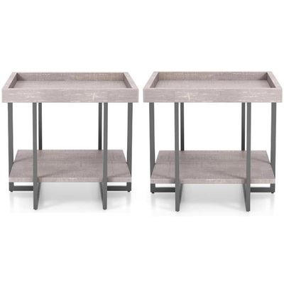 Home Square Humere Wood 1-Shelf End Table in Antique Gray - Set of 2