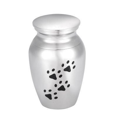 LiHiFG Dog/Cat Paw Print Stainless Steel Memorial Urn Casket Pet Keepsake Locket Containers for Cremated Ashes