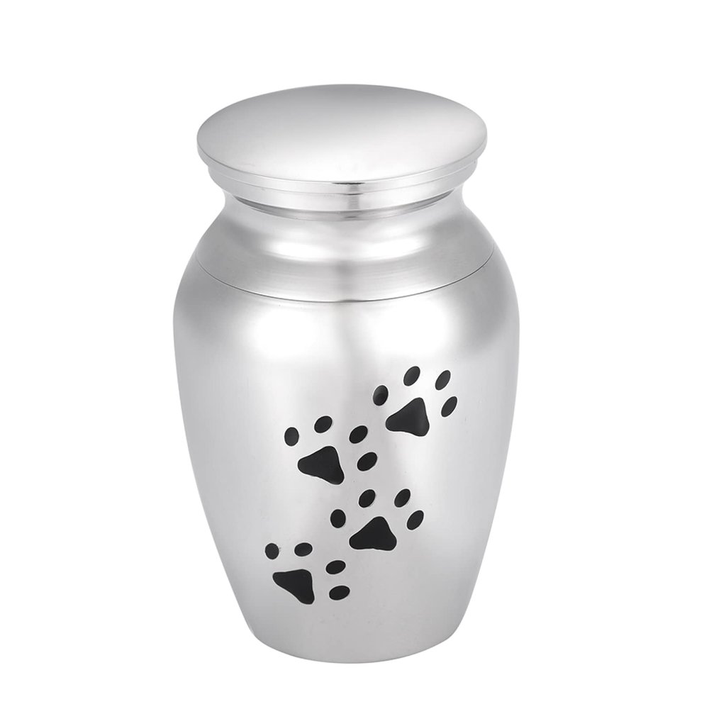 LiHiFG Dog/Cat Paw Print Stainless Steel Memorial Urn Casket Pet Keepsake Locket Containers for Cremated Ashes