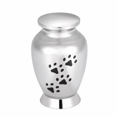 LiHiFG Dog/Cat Paw Print Stainless Steel Memorial Urn Casket Pet Keepsake Locket Containers for Cremated Ashes