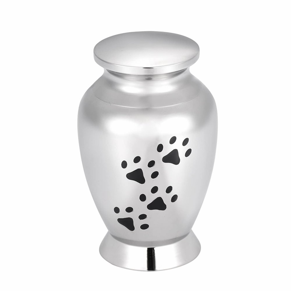 LiHiFG Dog/Cat Paw Print Stainless Steel Memorial Urn Casket Pet Keepsake Locket Containers for Cremated Ashes