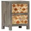 Bedside Cabinet,side table, plant stand,night cabinet, night stand, for apartments, houses, bedrooms ,living rooms,2 drawers with diamond shaped pattern, Gray 15.8"x11.8"x19.7" Solid Mango Wood view 1
