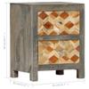 Bedside Cabinet,side table, plant stand,night cabinet, night stand, for apartments, houses, bedrooms ,living rooms,2 drawers with diamond shaped pattern, Gray 15.8"x11.8"x19.7" Solid Mango Wood view 2