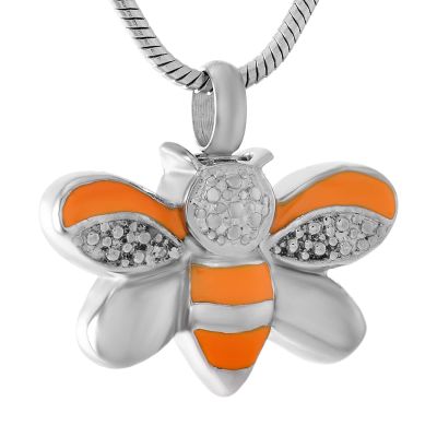 LiHiFG Pet Memorial Urn Jewelry Bees Cremation Necklace 316L Stainless Steel Pet Keepsake Pendant for Animal Ashes