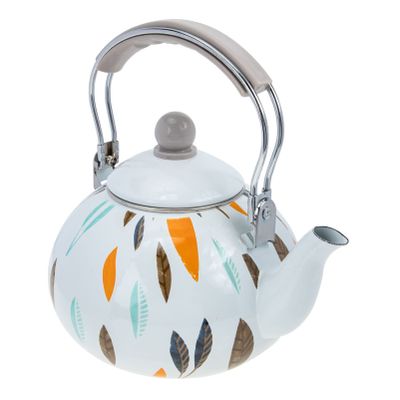 Enamel Kettle 9.44In Stovetop Tea Kettle with Heat-Insulated Handle for Gas and Induction Cookers Enamel Pot with Streamlined Spout