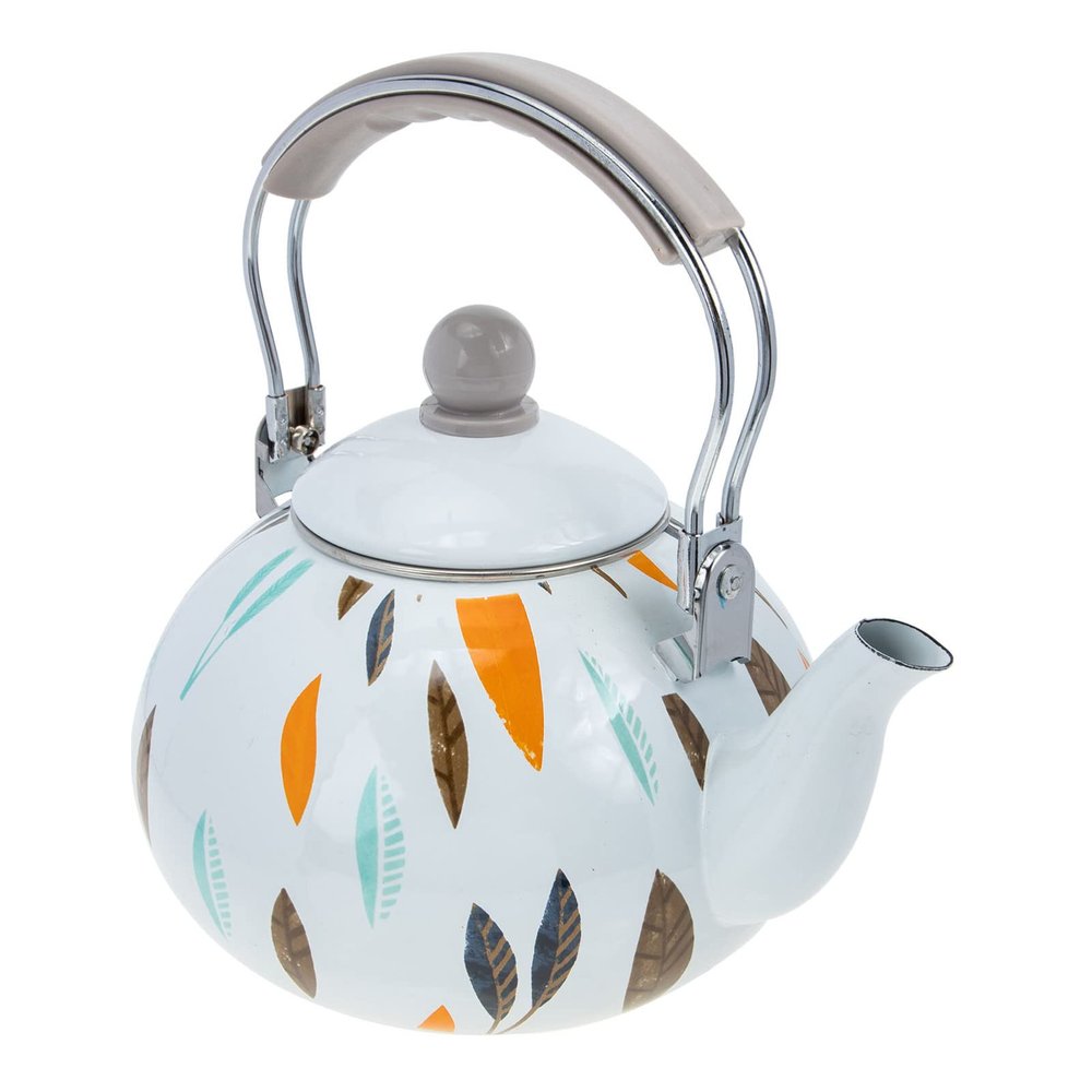 Enamel Kettle 9.44In Stovetop Tea Kettle with Heat-Insulated Handle for Gas and Induction Cookers Enamel Pot with Streamlined Spout