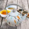 Enamel Kettle 9.44In Stovetop Tea Kettle with Heat-Insulated Handle for Gas and Induction Cookers Enamel Pot with Streamlined Spout view 2