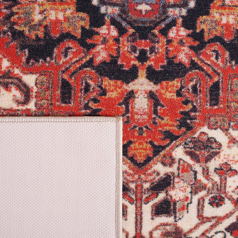 SAFAVIEH Washable Rug Journey Collection - Large - 7'9" x 10', Ivory & Red, Slip Resistant & Easy Cleaning, Ideal for Living Room, Bedroom, Dining Space (JNY107A)