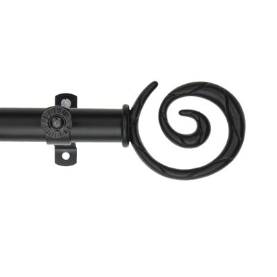 Rod Desyne Furl 13/16" Single Curtain Rod, 48-84 inch, Black