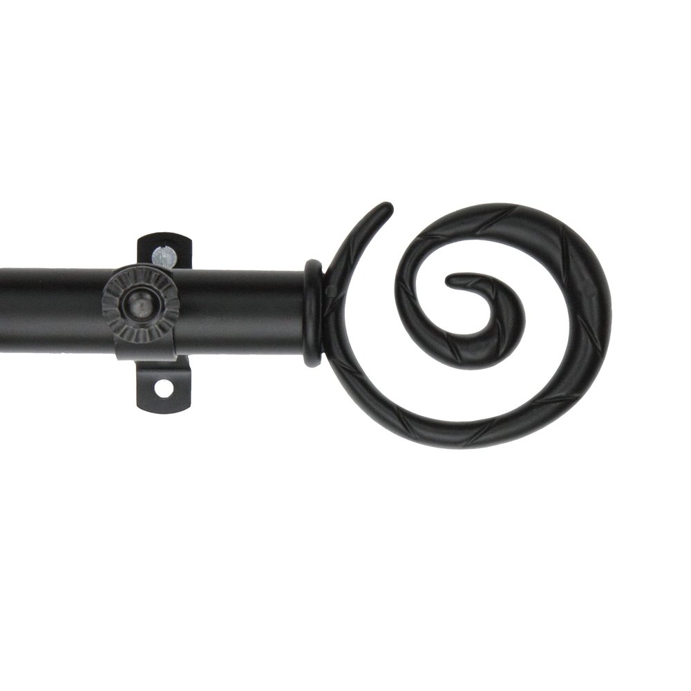 Rod Desyne Furl 13/16" Single Curtain Rod, 48-84 inch, Black