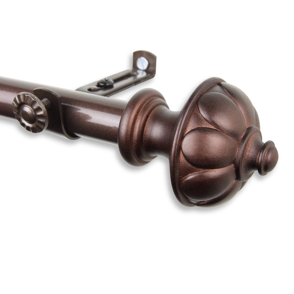 Rod Desyne Sandra 13/16" Single Curtain Rod, 120-170 inch, Cocoa