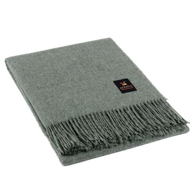 Arequipa Pride - Alpaca Wool Throw Blanket Woven Soft Warm Solid Color Design Peru 64" x 53" (Soft Green)