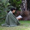 Arequipa Pride - Alpaca Wool Throw Blanket Woven Soft Warm Solid Color Design Peru 64" x 53" (Soft Green) view 4