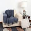 Arequipa Pride - Alpaca Wool Throw Blanket Woven Soft Warm Solid Color Design Peru 64" x 53" (Blue Jean) view 3