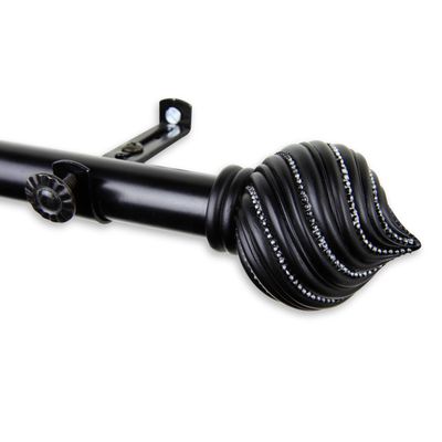 Rod Desyne Pauline 13/16" Single Curtain Rod, 120-170 inch, Black