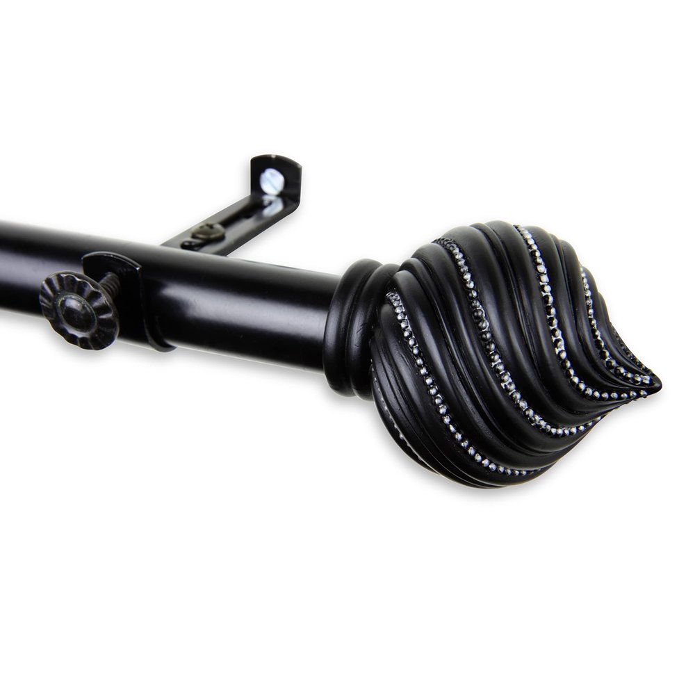 Rod Desyne Pauline 13/16" Single Curtain Rod, 120-170 inch, Black