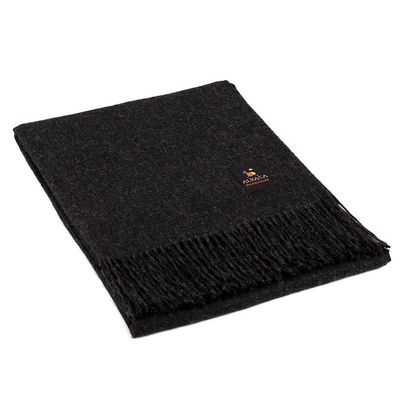 Arequipa Pride - Alpaca Wool Throw Blanket Woven Soft Warm Solid Color Design Peru 64" x 53" (Charcoal Gray)