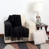 Arequipa Pride - Alpaca Wool Throw Blanket Woven Soft Warm Solid Color Design Peru 64" x 53" (Charcoal Gray) view 3