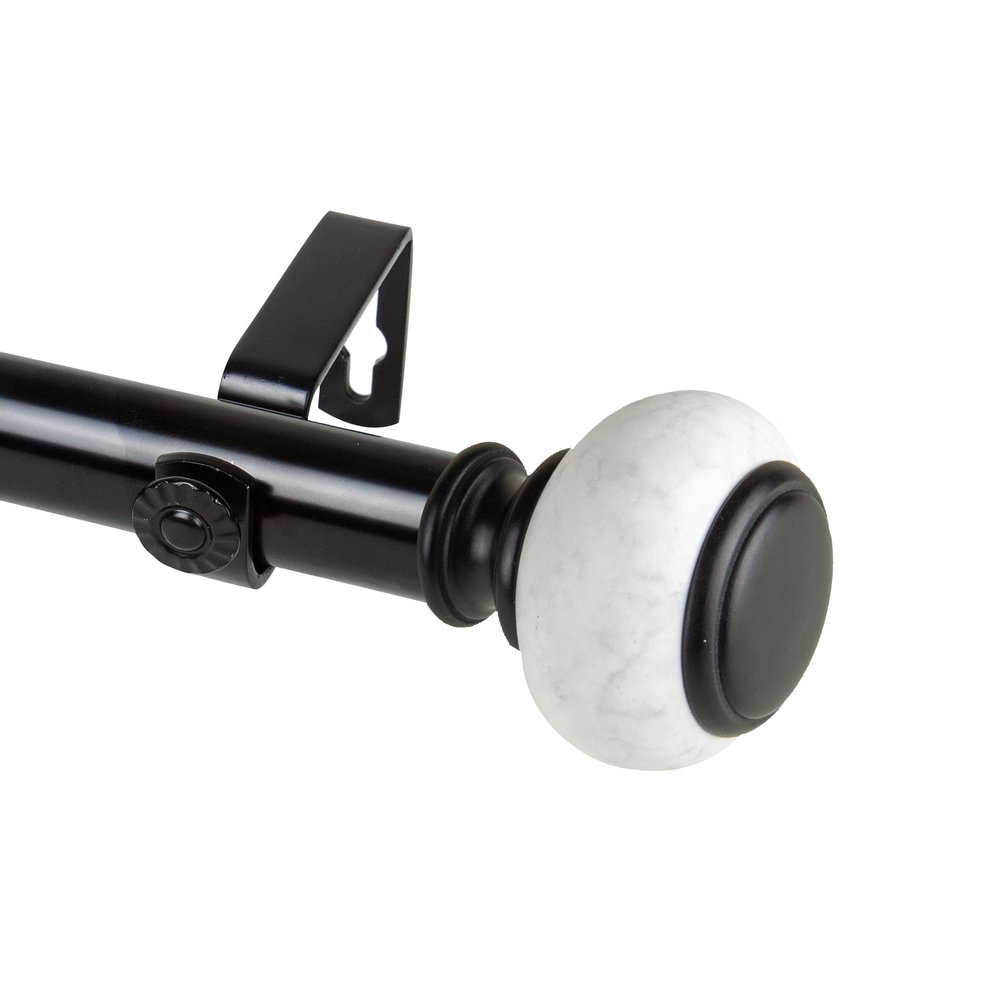 Rod Desyne Harry 1" Single Curtain Rod, 48-84 inch, Black