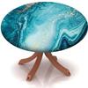 Yaofuren Round Table Cover Marble Texture Pattern,Fitted Tablecloth Elastic Edge,Suitable for Catering and Kitchen Can Wipe Dining Table coverr,Green,for 57" to 68" Tables view 1