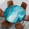 Yaofuren Round Table Cover Marble Texture Pattern,Fitted Tablecloth Elastic Edge,Suitable for Catering and Kitchen Can Wipe Dining Table coverr,Green,for 57" to 68" Tables view 2