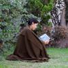 Arequipa Pride - Alpaca Wool Throw Blanket Woven Soft Warm Solid Color Design Peru 64" x 53" (Brown) view 4