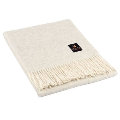Arequipa Pride - Alpaca Wool Throw Blanket Woven Soft Warm Solid Color Design Peru 64" x 53" (Silver Gray)