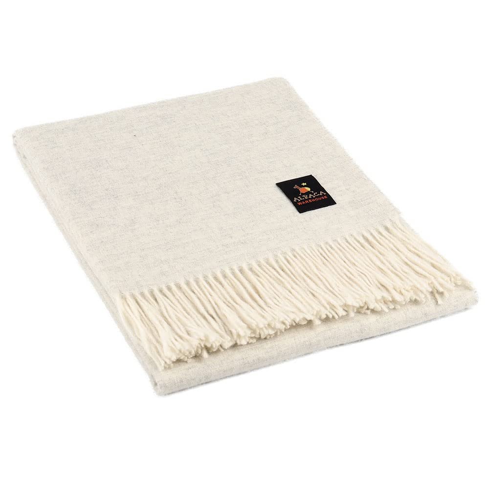 Arequipa Pride - Alpaca Wool Throw Blanket Woven Soft Warm Solid Color Design Peru 64" x 53" (Silver Gray)