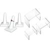 3 White Faux Leather Ring Square Base Finger Displays and 3 Acrylic Jewelry Display Risers view 1