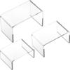 3 White Faux Leather Ring Square Base Finger Displays and 3 Acrylic Jewelry Display Risers view 2