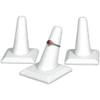 3 White Faux Leather Ring Square Base Finger Displays and 3 Acrylic Jewelry Display Risers view 3