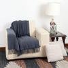 Arequipa Pride - Alpaca Wool Throw Blanket Woven Soft Warm Solid Color Design Peru 64" x 53" (Denim Blue) view 3