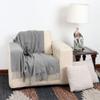 Arequipa Pride - Alpaca Wool Throw Blanket Woven Soft Warm Solid Color Design Peru 64" x 53" (Soft Gray) view 3