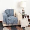 Arequipa Pride - Alpaca Wool Throw Blanket Woven Soft Warm Solid Color Design Peru 64" x 53" (Soft Steel Blue) view 3