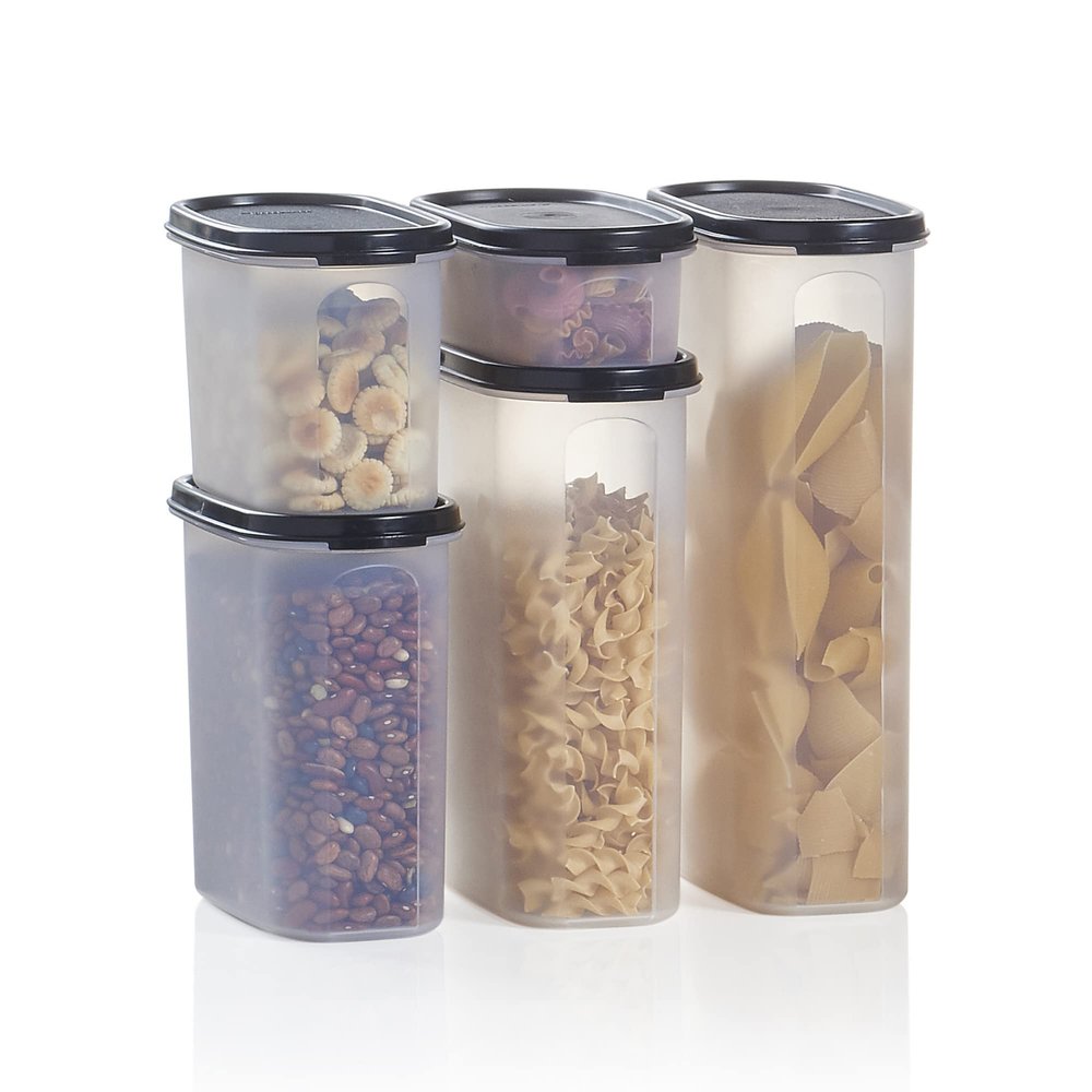 Tupperware Brand Modular Mates Oval Set - 5 Dry Food Storage Containers with Lids (2 Cup, 4 Cup, 7 Cup, 9 Cup & 12 Cup Sizes) - Airtight, Dishwasher Safe & BPA Free