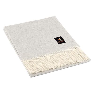 Arequipa Pride - Alpaca Wool Throw Blanket Woven Soft Warm Solid Color Design Peru 64" x 53" (Pearl Gray)