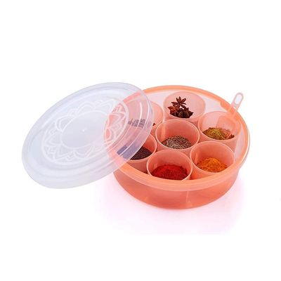 Indian Traditional Round Plastic Spice Box Masala Spices Jar | Pickels Herbs Transparent Organizer | Carrier Storage Container - Fastest Delivery with DHL By Indian Collectible