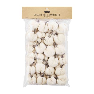 Mud Pie Velvet Mini Pumpkins Vase Filler, Cream