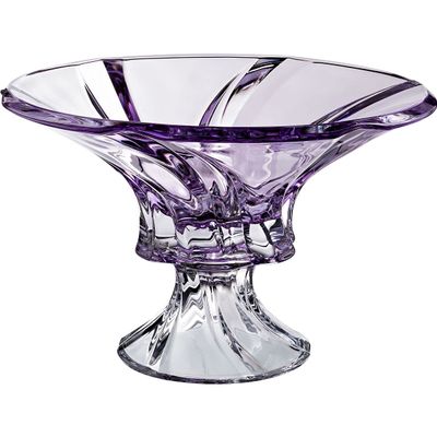 Bohemian Crystal 12'' Diameter 'Oklahoma' Crystal Round Footed Bowl, Amethyst Color. Candy Vase, Great Gift for Wedding, Birthday, Anniversary